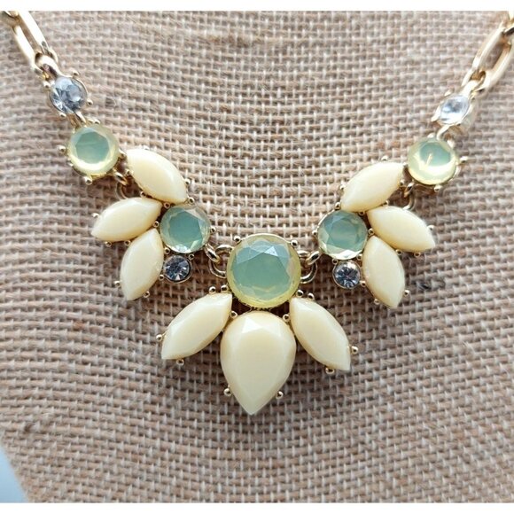 Anne Klein Gold Tone Rhinestone Beaded Collar Necklace & Dangle Earrings Set 19" - Picture 4 of 12